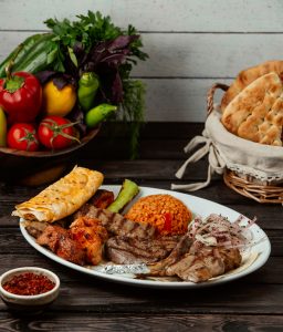fried meat kebab on the table