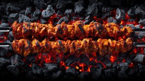 spicy-chicken-skewers-grilling-hot-charcoal
